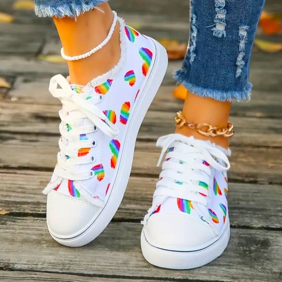 Rainbow Heart Canvas Shoes - Picture 3 of 7